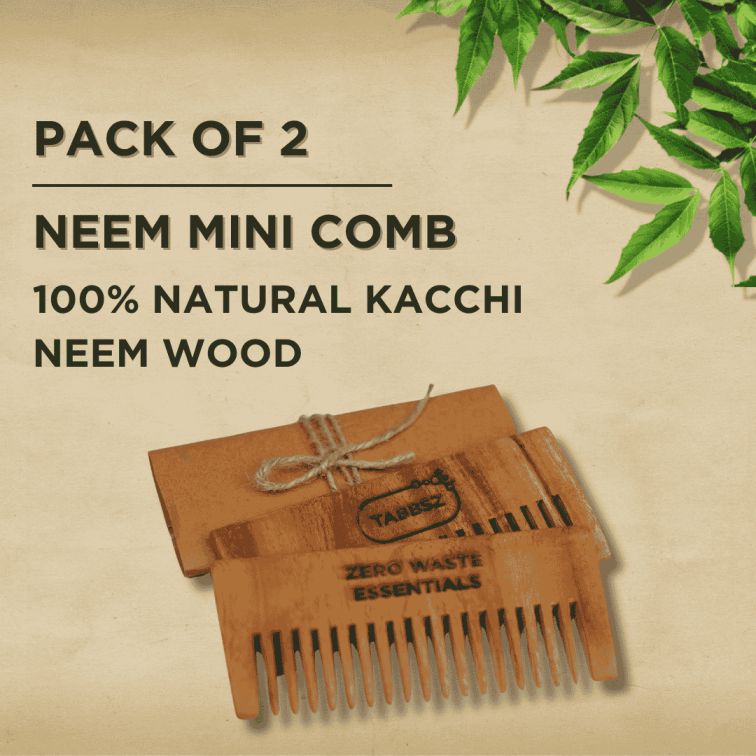 Tabbsz kachi neem wood comb, Kachi neem wood comb, Eco friendly comb, Non plastic comb, Wooden comb, Neem wood comb, Affordable wooden comb, Cheap wood comb, Best wood comb, Anti hairfall comb, Hair growth comb, Neem oil infused comb, Neem comb for thick hair, Sustainable hair comb, Hair care comb, Neem comb benefits, Anti dandruff wooden comb, shipped globally, India's first cleaning tablet, 100% natural comb, Kacchi neem comb, 100% Neem comb, 100% Kacchi neem comb, Ayurvedic comb, Pack of 2