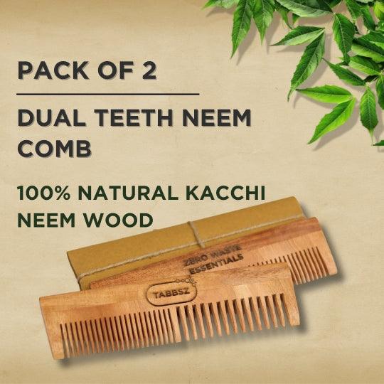 Tabbsz kachi neem wood comb, Kachi neem wood comb, Eco friendly comb, Non plastic comb, Wooden comb, Neem wood comb, Affordable wooden comb, Cheap wood comb, Best wood comb, Anti hairfall comb, Hair growth comb, Neem oil infused comb, Neem comb for thick hair, Sustainable hair comb, Hair care comb, Neem comb benefits, Anti dandruff wooden comb, shipped globally, India's first cleaning tablet, 100% natural comb, Kacchi neem comb, 100% Neem comb, 100% Kacchi neem comb, Ayurvedic comb, Pack of 2