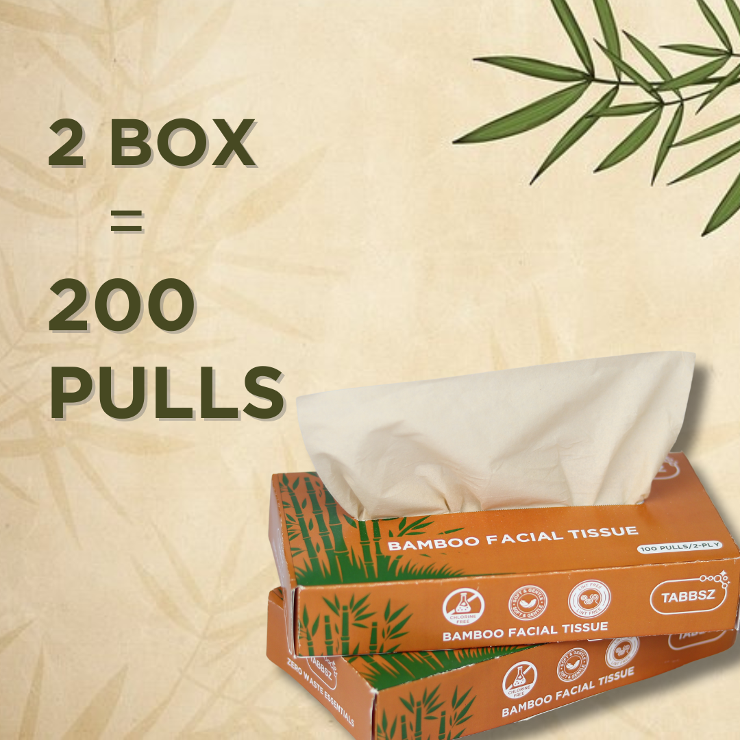 TABBSZ BAMBOO FACIAL TISSUES - Tabbsz store, twobox,200pulls