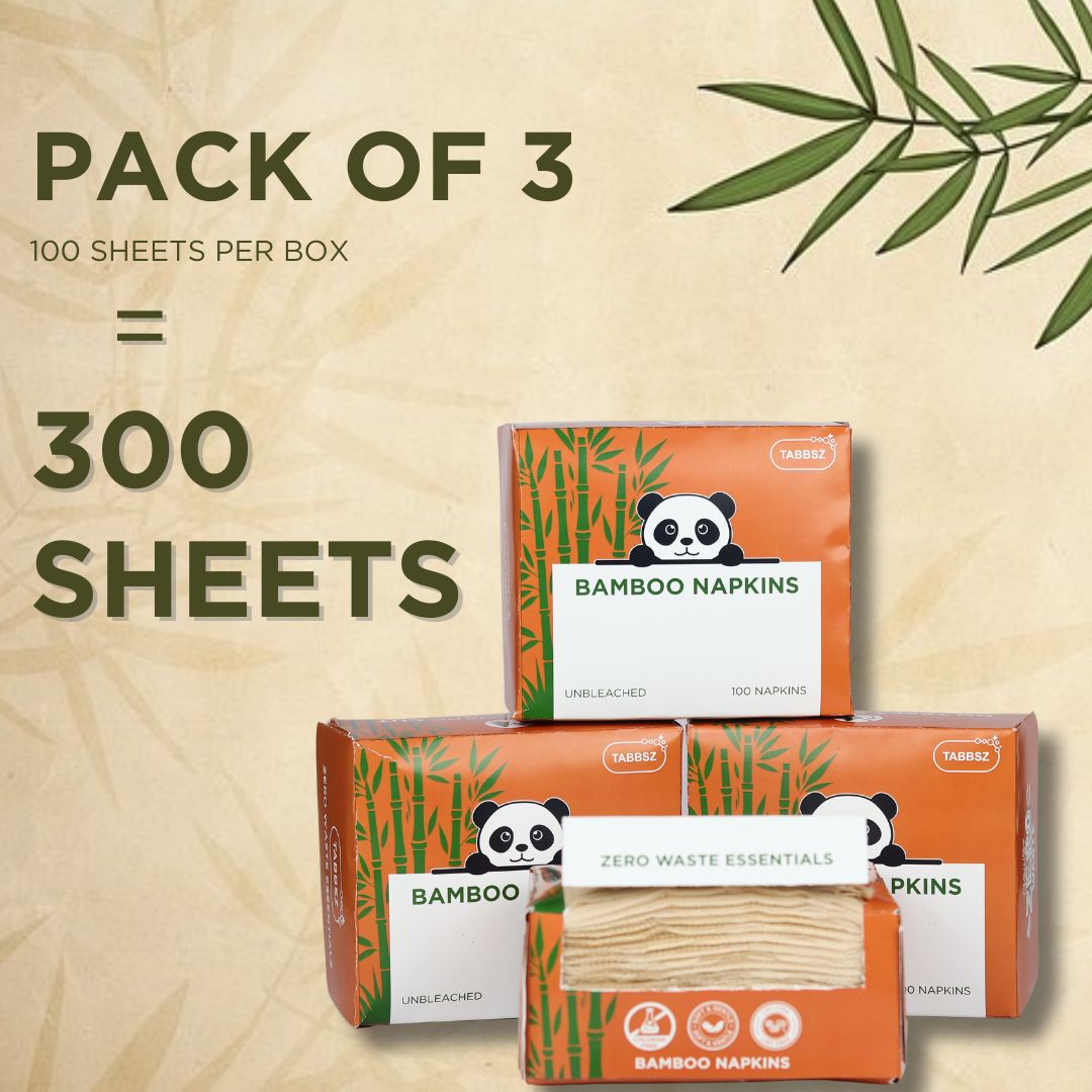 Tabbsz bamboo tissues and napkins made from eco-friendly, biodegradable materials a sustainable, chemical-free alternative to traditional tissue paper, perfect for home, travel, or dining, best & affordable tissues & pack of 3