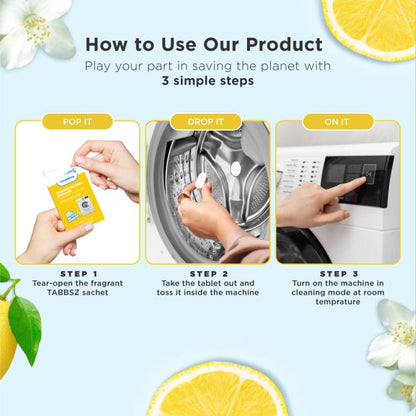 Tabbsz Washing Machine Descaler, Eco-Friendly Jasmine Scent Tablets, Natural Limescale and Odour Remover, Suitable for Front and Top Load Washers

