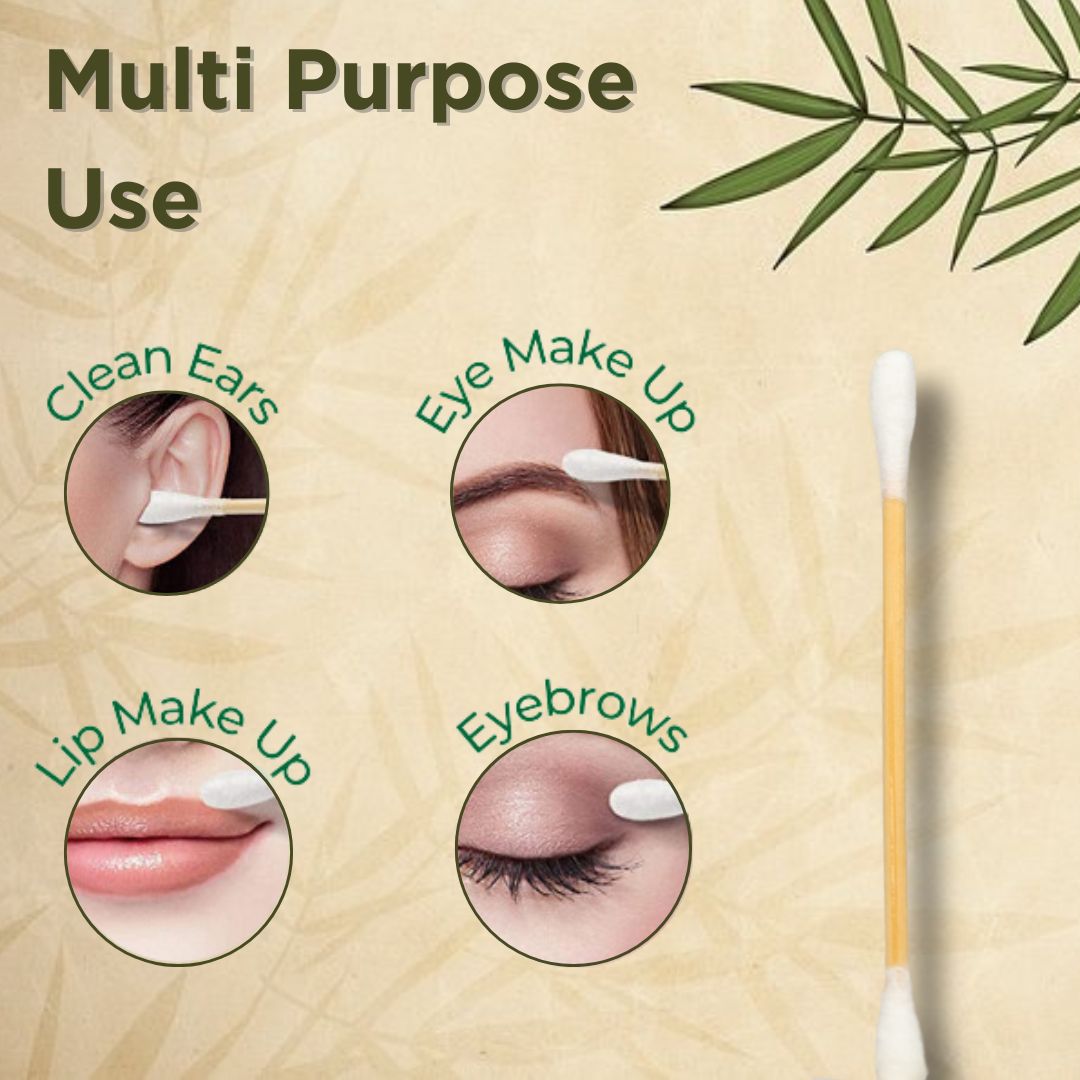 bamboo earbuds multi purpose, bamboo cotton buds makeup use, eco-friendly cotton swabs, bamboo makeup applicator, reusable cotton buds, sustainable beauty tools, TABBSZ bamboo earbuds