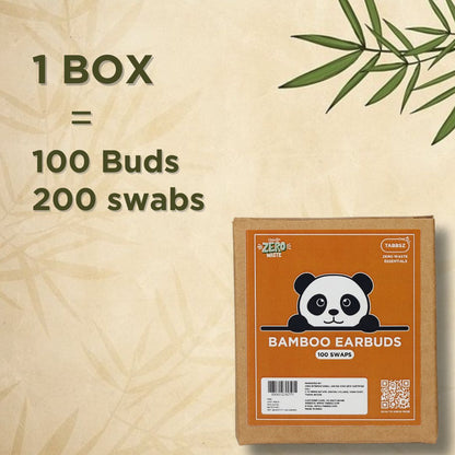 bamboo earbuds box content, 100 bamboo buds, 200 swabs bamboo earbuds, eco-friendly earbuds packaging, bamboo cotton buds quantity, TABBSZ bamboo earbuds