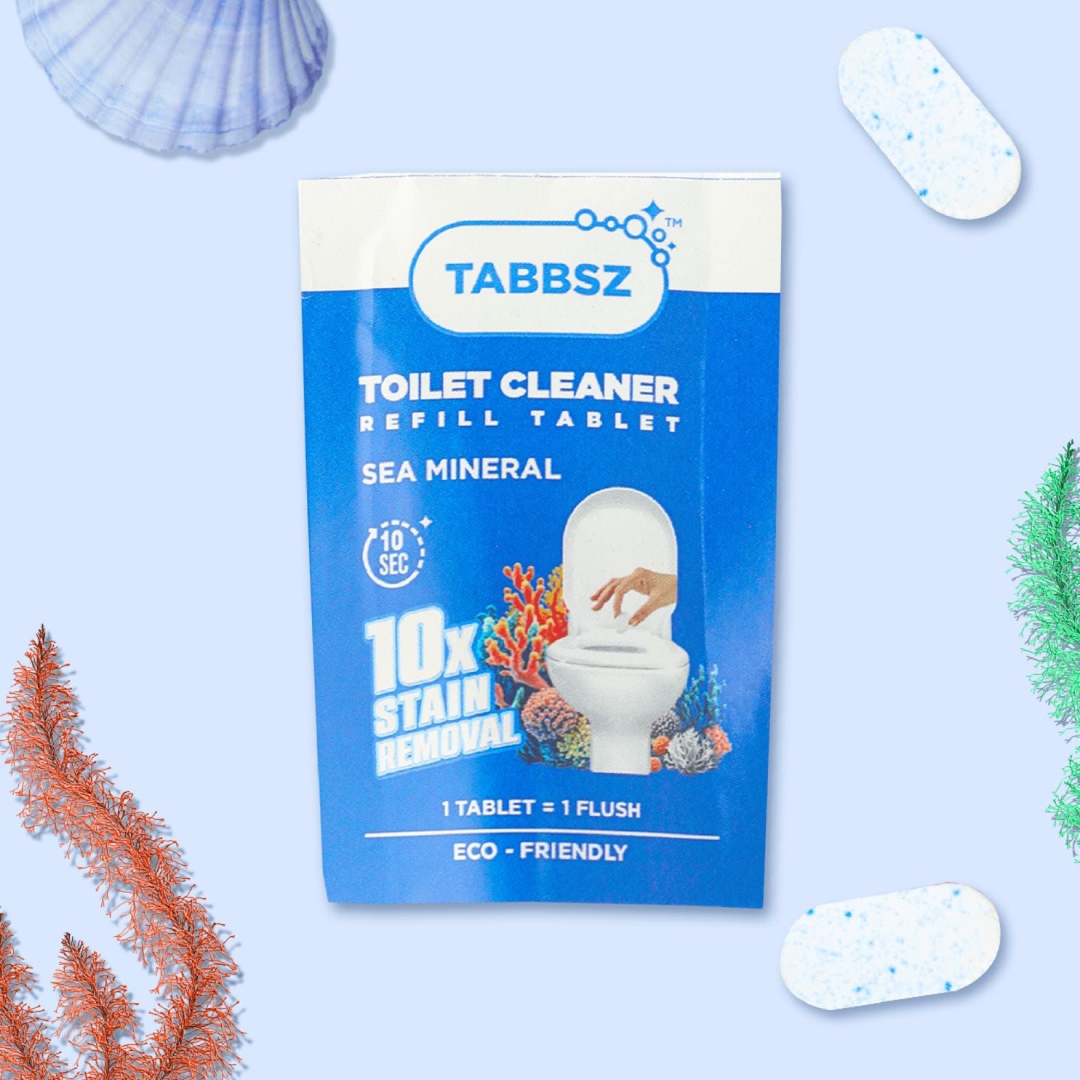 Toilet Cleaning tablets,  tabbsz, toilet cleaner, sea mineral variant, tablet, plastic free, non toxic, child safe, pet safe, zero waste,0 waste products, refill tablet, Indias first cleaning tablets, affordable, less price, cheap price, best quality, effective cleaners