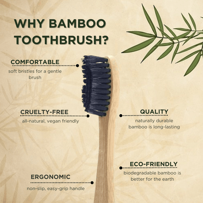 Tabbsz bamboo toothbrush made with eco-friendly materials, sustainable and biodegradable alternative to plastic toothbrushes, perfect for daily oral care